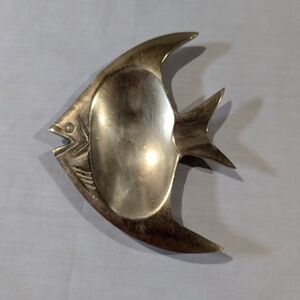 VTG Brass Angel fish footed Ashtray MCM Taiwan trinket Dish tray nautical